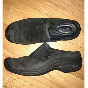 Keen Black Nubuck Leather Mules